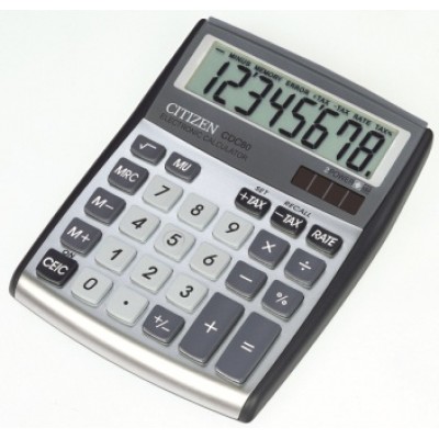 Калькулятор настольный Citizen CDC-80 8 разр.двойное питание 109*135*25mm серебристый